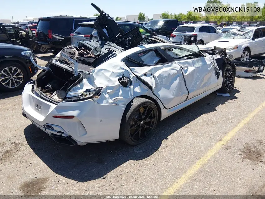 2022 BMW M850I Gtan Coupe xDrive VIN: WBAGV8C0XNCK19108 Lot: 45072426