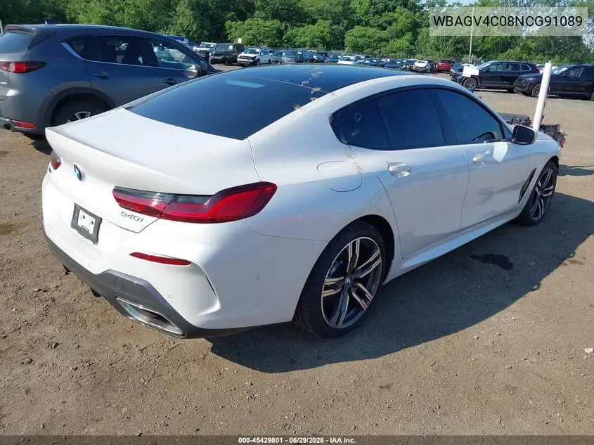 2022 BMW 840 Gran Coupe I xDrive VIN: WBAGV4C08NCG91089 Lot: 45429801