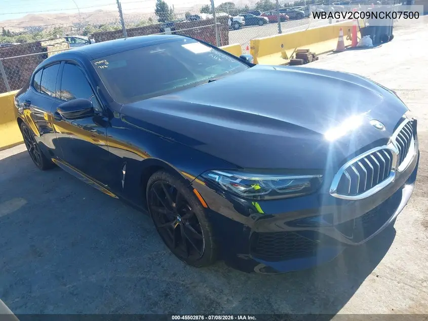 2022 BMW 840 Gran Coupe I VIN: WBAGV2C09NCK07500 Lot: 45502876