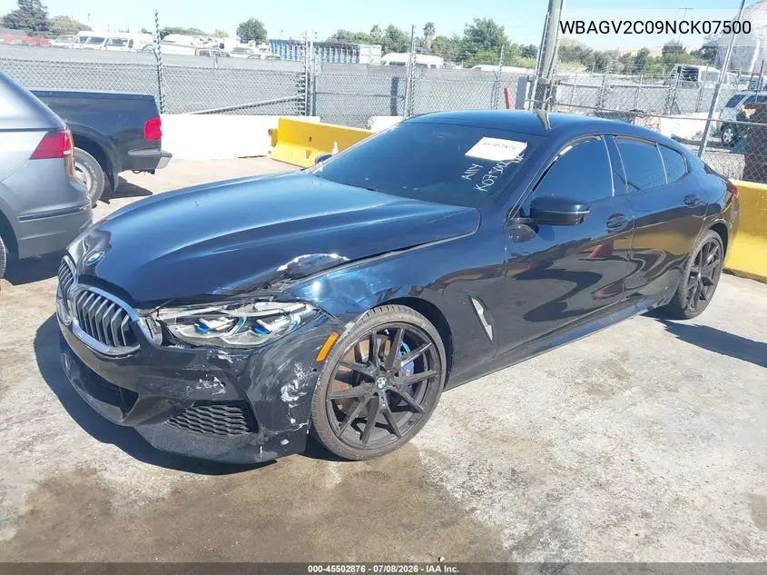 2022 BMW 840 Gran Coupe I VIN: WBAGV2C09NCK07500 Lot: 45502876
