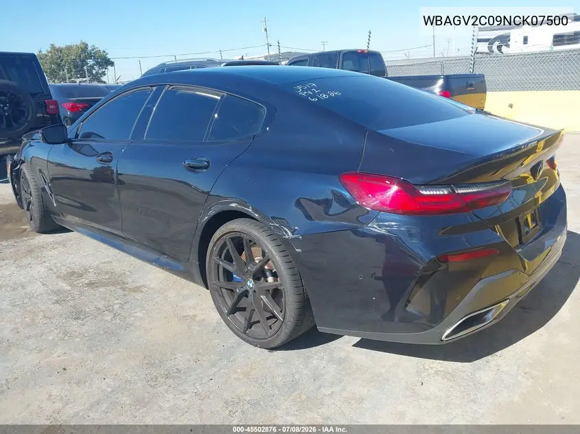 2022 BMW 840 Gran Coupe I VIN: WBAGV2C09NCK07500 Lot: 45502876