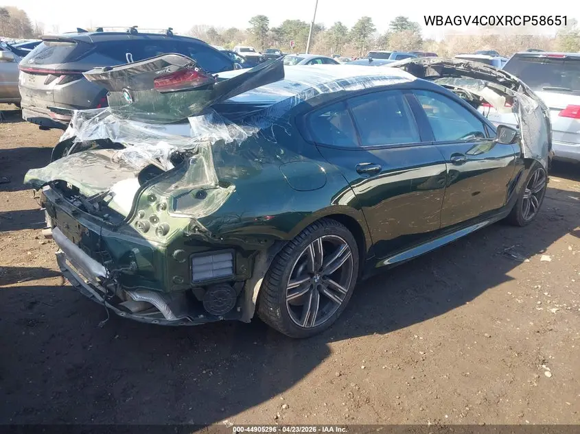 2024 BMW 840I Gran Coupe xDrive VIN: WBAGV4C0XRCP58651 Lot: 44905296