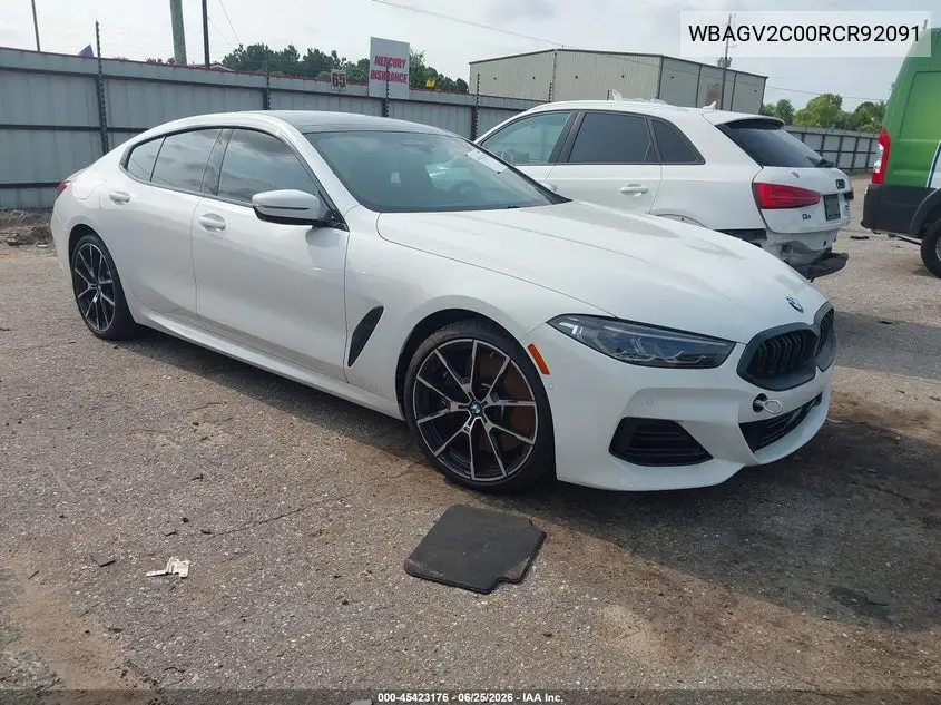 2024 BMW 840I Gran Coupe VIN: WBAGV2C00RCR92091 Lot: 45423176