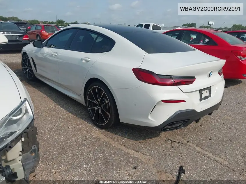 2024 BMW 840I Gran Coupe VIN: WBAGV2C00RCR92091 Lot: 45423176
