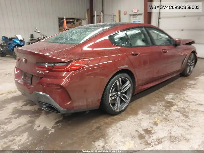 2025 BMW 840I Gran Coupe xDrive VIN: WBAGV4C09SCS58003 Lot: 44422719