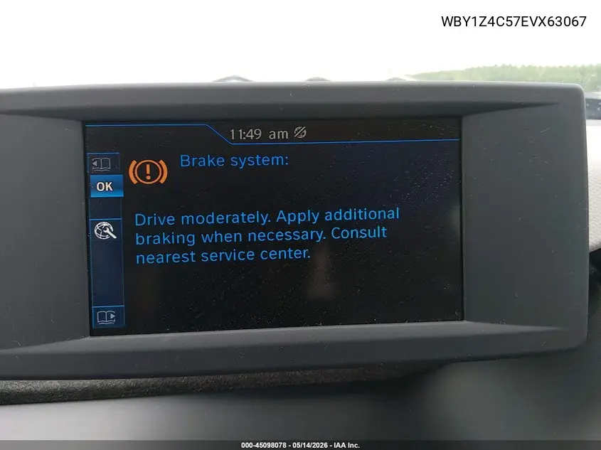 2014 BMW I3 Base W/Range Extender VIN: WBY1Z4C57EVX63067 Lot: 45098078