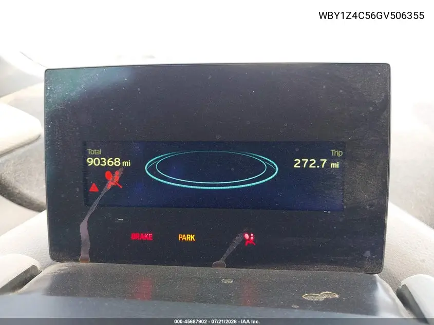 2016 BMW I3 Base W/Range Extender VIN: WBY1Z4C56GV506355 Lot: 45687902