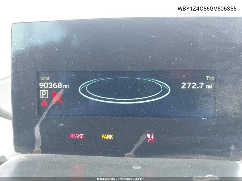 2016 BMW I3 Base W/Range Extender VIN: WBY1Z4C56GV506355 Lot: 45687902