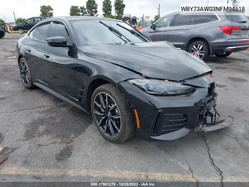 2022 BMW I4 Edrive40 VIN: WBY73AW03NFM94618 Lot: 37901278