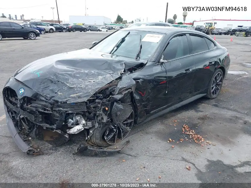 2022 BMW I4 Edrive40 VIN: WBY73AW03NFM94618 Lot: 37901278