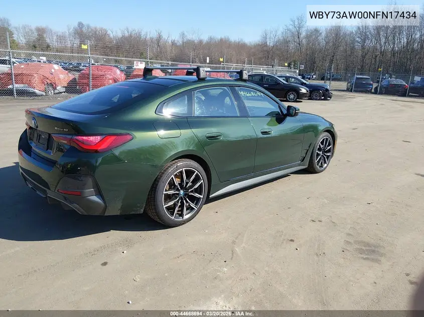 2022 BMW I4 Edrive40 VIN: WBY73AW00NFN17434 Lot: 44668694