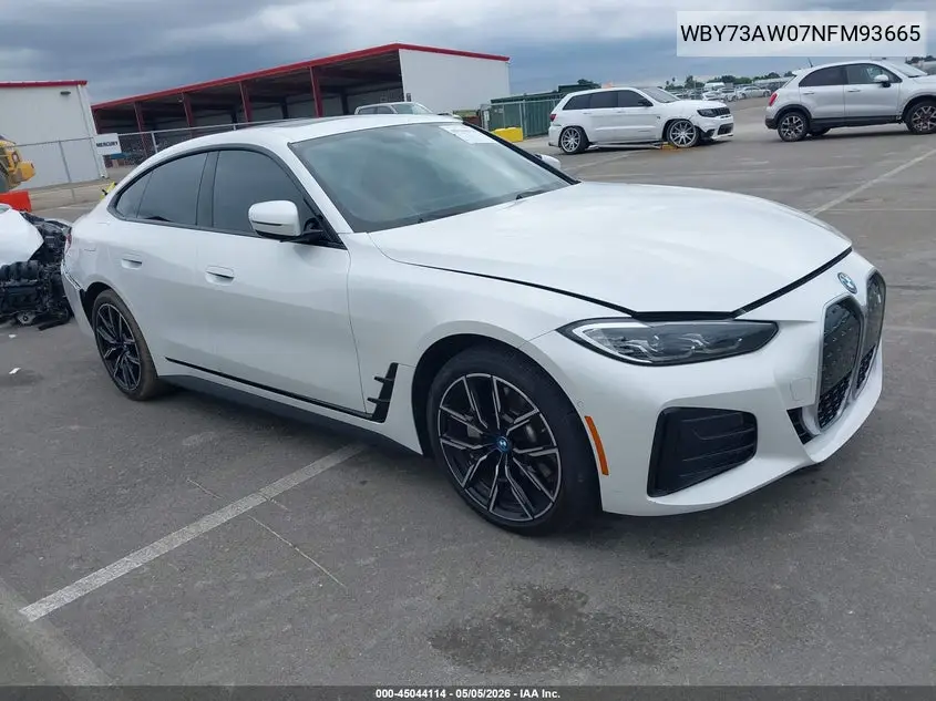 2022 BMW I4 Edrive40 VIN: WBY73AW07NFM93665 Lot: 45044114