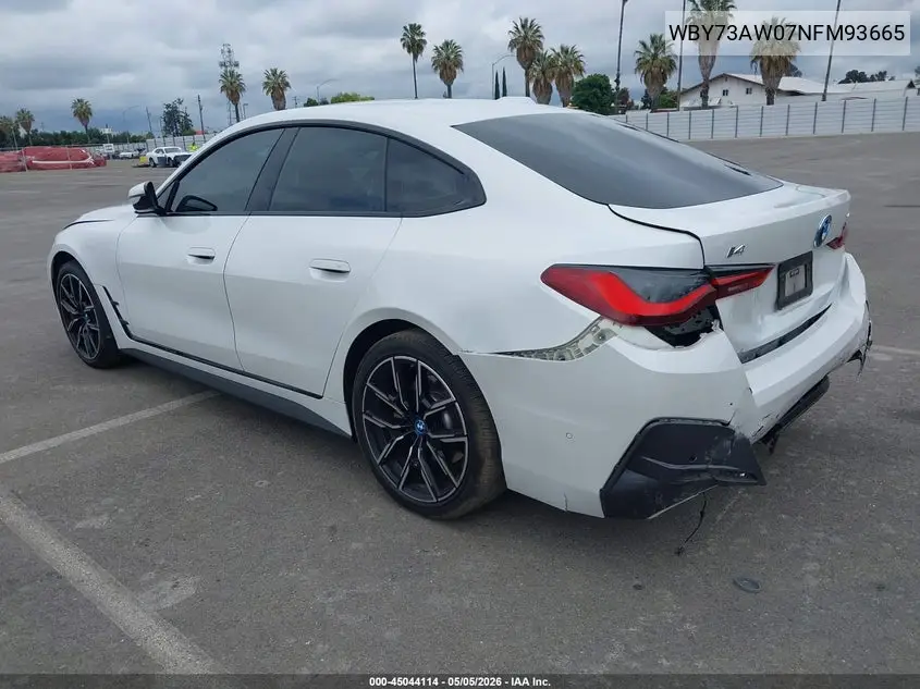 2022 BMW I4 Edrive40 VIN: WBY73AW07NFM93665 Lot: 45044114