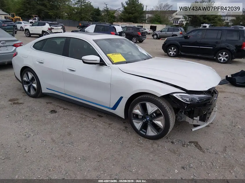 2023 BMW I4 Edrive35 VIN: WBY43AW07PFR42039 Lot: 45010496
