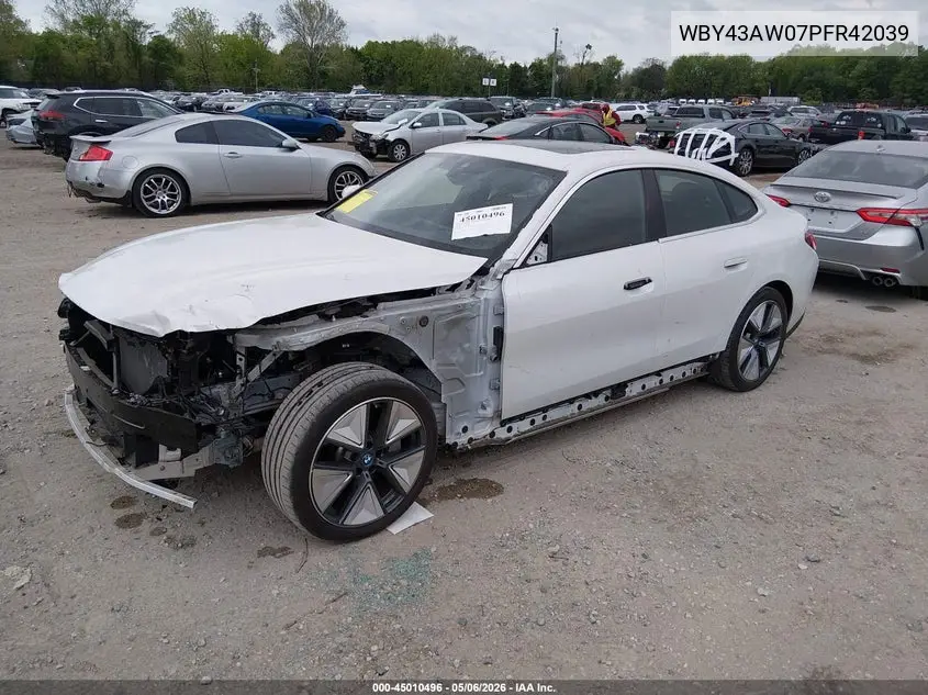 2023 BMW I4 Edrive35 VIN: WBY43AW07PFR42039 Lot: 45010496