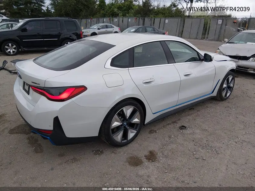 2023 BMW I4 Edrive35 VIN: WBY43AW07PFR42039 Lot: 45010496