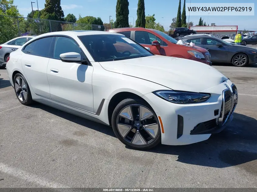 2023 BMW I4 Edrive35 VIN: WBY43AW02PFP62919 Lot: 45116655