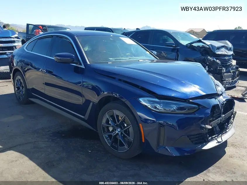2023 BMW I4 Edrive35 VIN: WBY43AW03PFR37923 Lot: 45338403