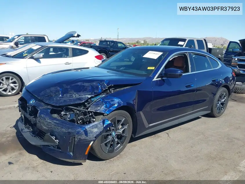 2023 BMW I4 Edrive35 VIN: WBY43AW03PFR37923 Lot: 45338403