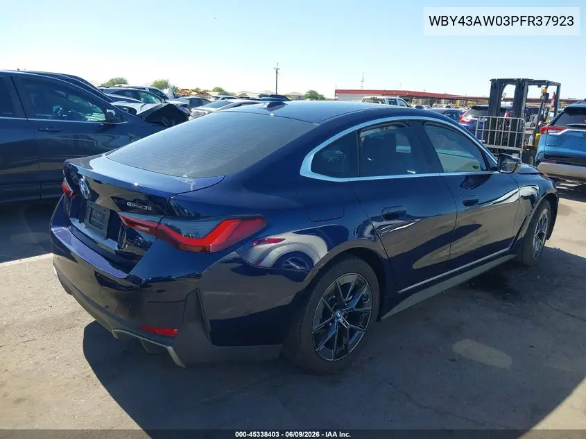 2023 BMW I4 Edrive35 VIN: WBY43AW03PFR37923 Lot: 45338403