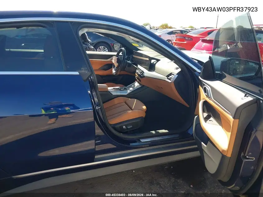 2023 BMW I4 Edrive35 VIN: WBY43AW03PFR37923 Lot: 45338403