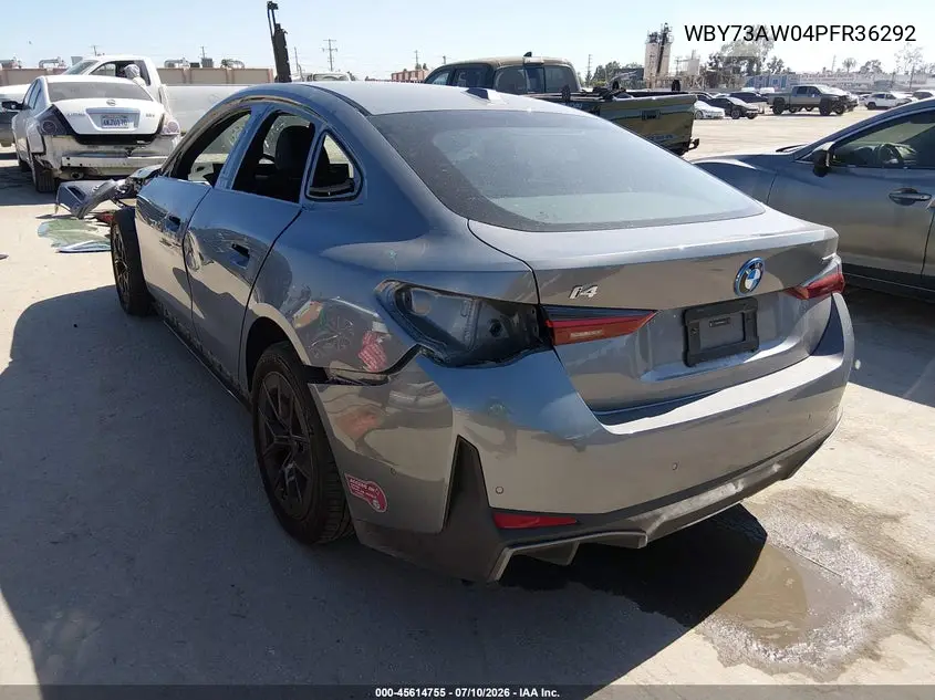 2023 BMW I4 Edrive40 VIN: WBY73AW04PFR36292 Lot: 45614755