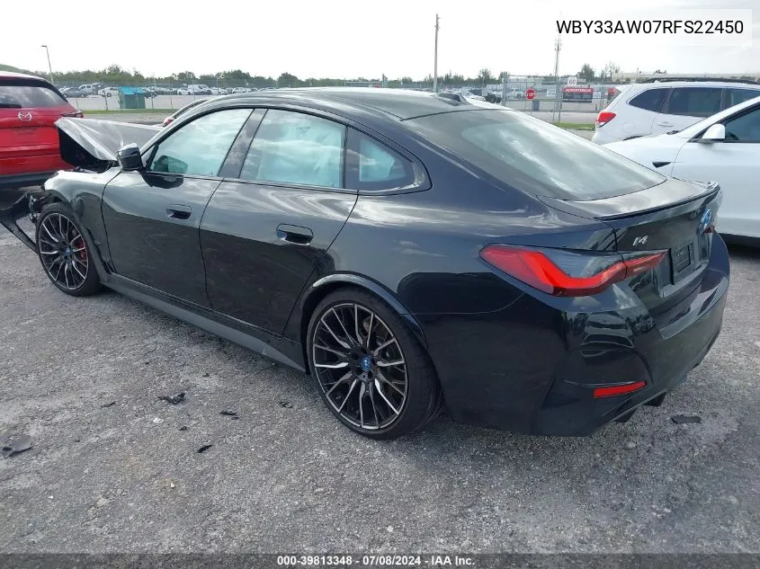 2024 BMW I4 M50 VIN: WBY33AW07RFS22450 Lot: 39813348