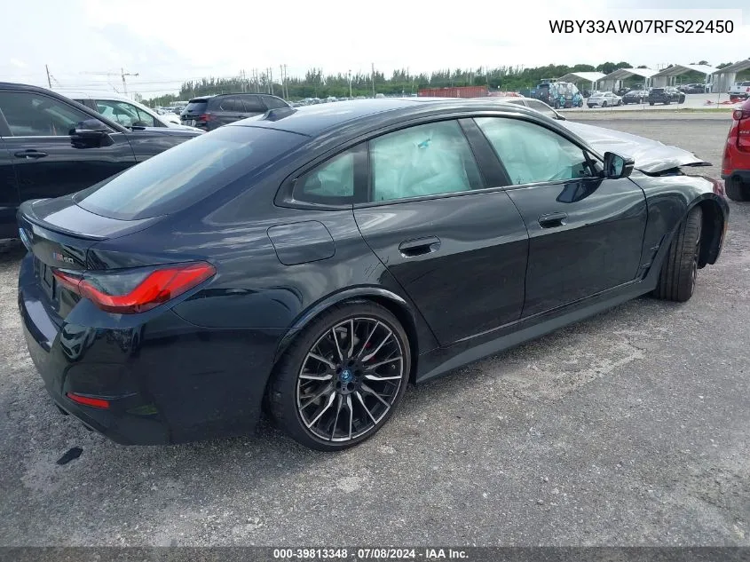 2024 BMW I4 M50 VIN: WBY33AW07RFS22450 Lot: 39813348