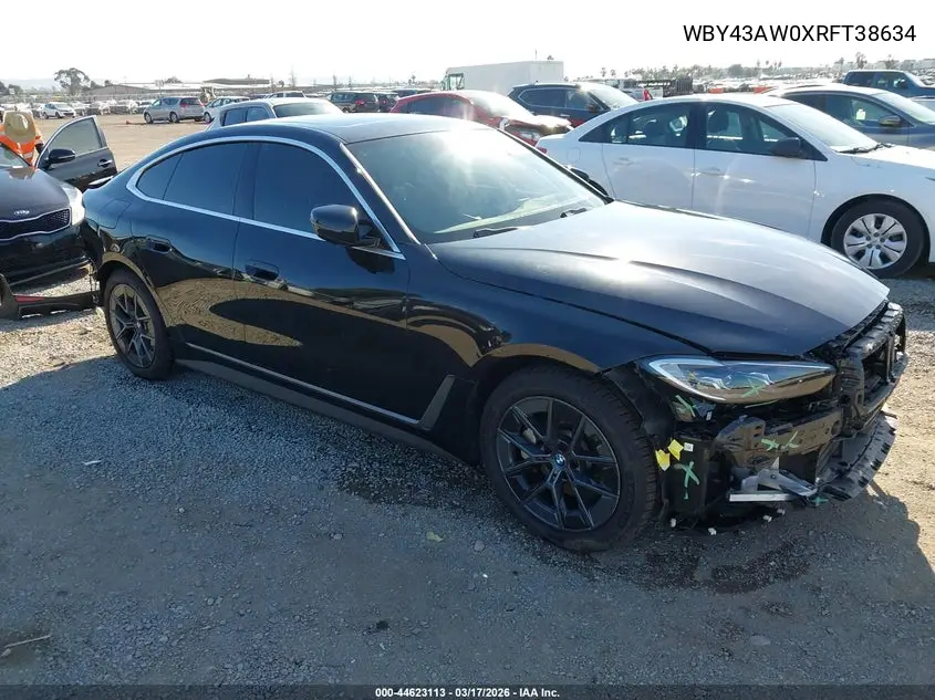 2024 BMW I4 Gran Coupe Edrive35 VIN: WBY43AW0XRFT38634 Lot: 44623113