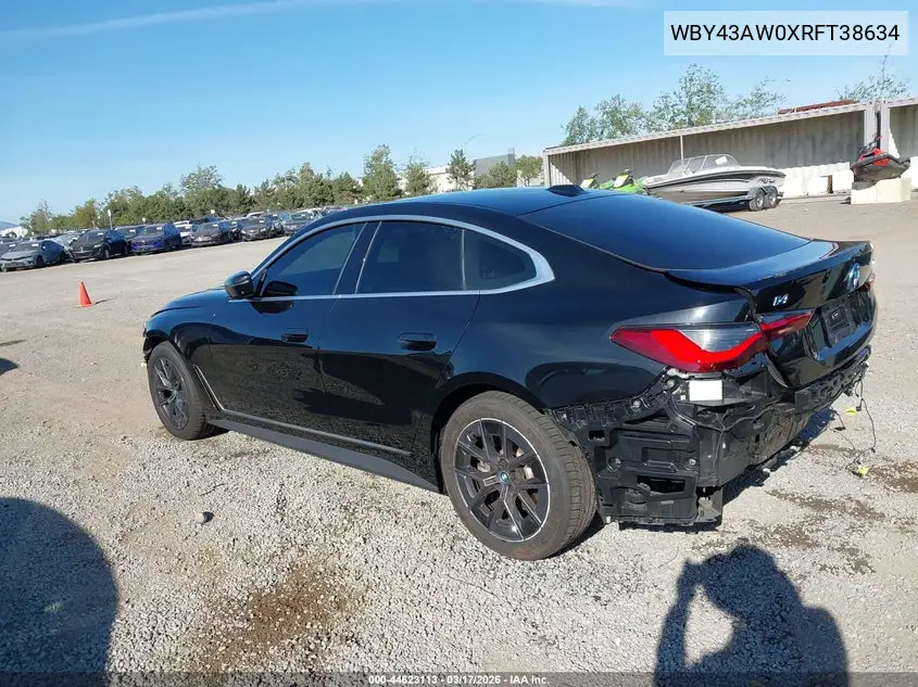 2024 BMW I4 Gran Coupe Edrive35 VIN: WBY43AW0XRFT38634 Lot: 44623113