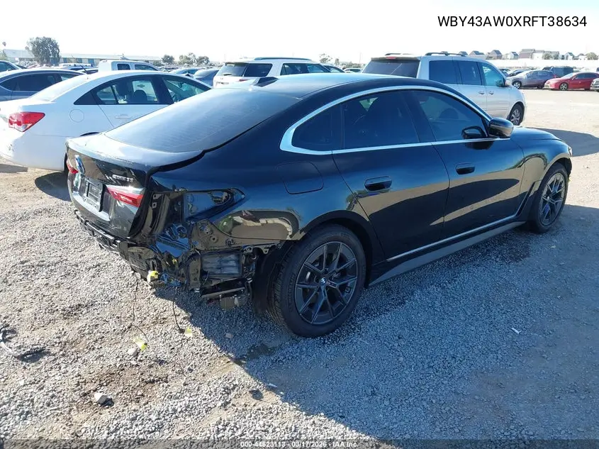2024 BMW I4 Gran Coupe Edrive35 VIN: WBY43AW0XRFT38634 Lot: 44623113