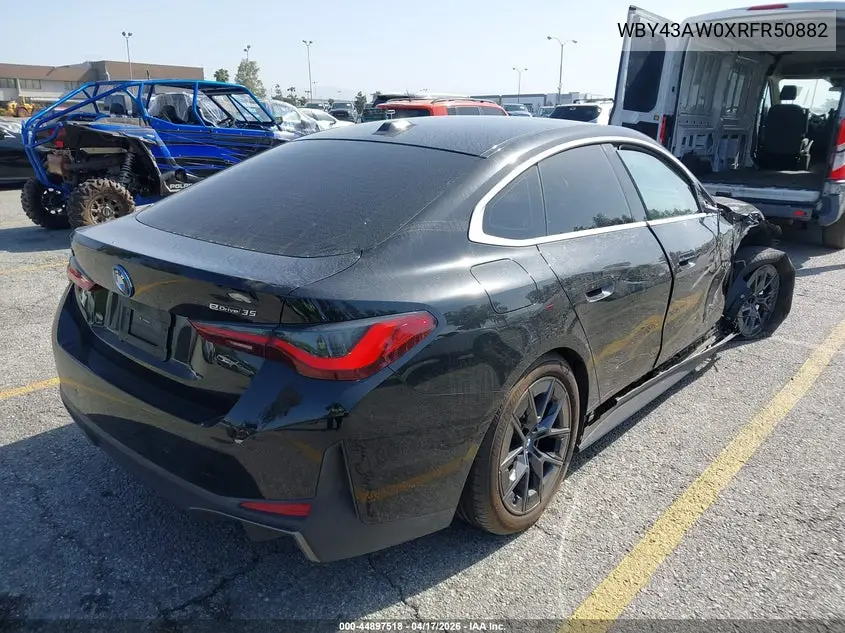 2024 BMW I4 Gran Coupe Edrive35 VIN: WBY43AW0XRFR50882 Lot: 44897518