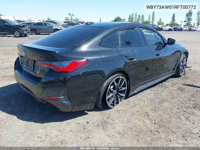 2024 BMW I4 Gran Coupe Edrive40 VIN: WBY73AW01RFT00772 Lot: 44901791