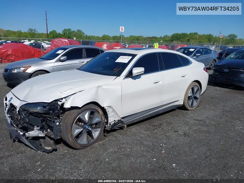 2024 BMW I4 Gran Coupe Edrive40 VIN: WBY73AW04RFT34205 Lot: 44963104
