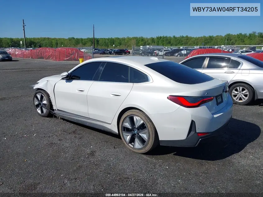 2024 BMW I4 Gran Coupe Edrive40 VIN: WBY73AW04RFT34205 Lot: 44963104