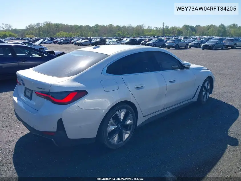 2024 BMW I4 Gran Coupe Edrive40 VIN: WBY73AW04RFT34205 Lot: 44963104