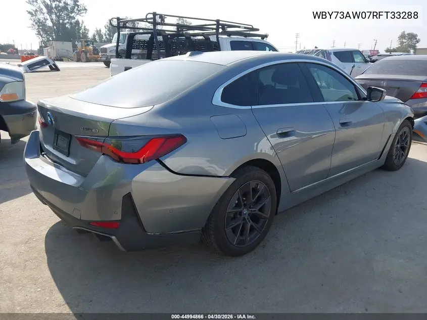 2024 BMW I4 Gran Coupe Edrive40 VIN: WBY73AW07RFT33288 Lot: 44994866
