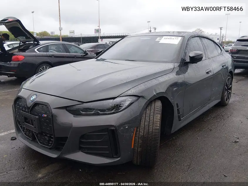 2024 BMW I4 Gran Coupe M50 VIN: WBY33AW00RFT58466 Lot: 44995177