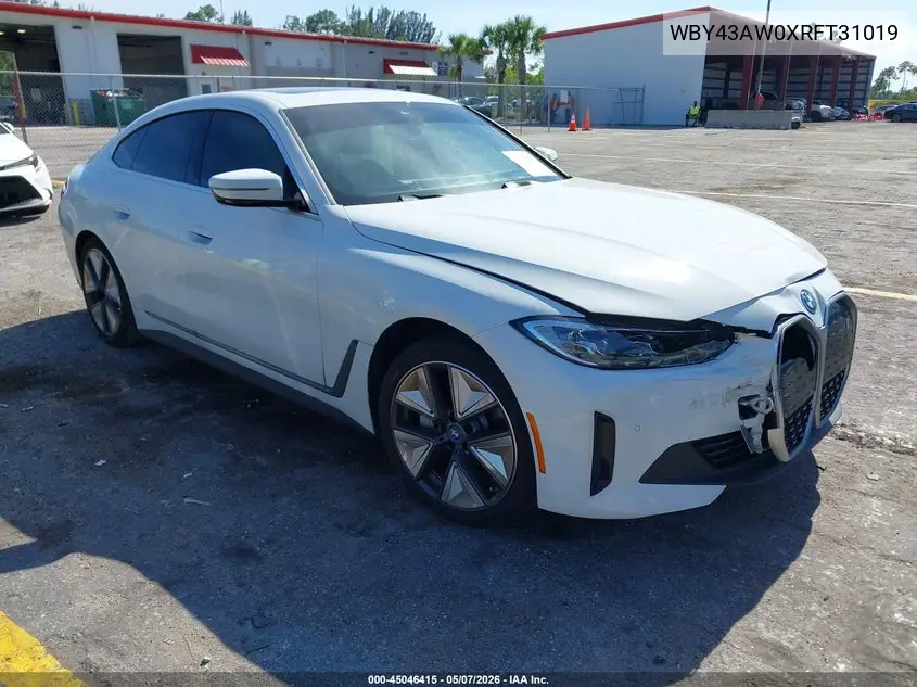 2024 BMW I4 Gran Coupe Edrive35 VIN: WBY43AW0XRFT31019 Lot: 45046415