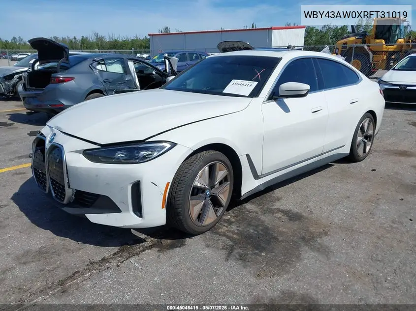 2024 BMW I4 Gran Coupe Edrive35 VIN: WBY43AW0XRFT31019 Lot: 45046415