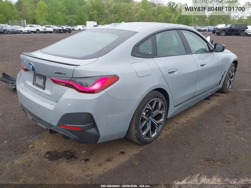2024 BMW I4 Gran Coupe xDrive40 VIN: WBY83FB04RFT01700 Lot: 45048484