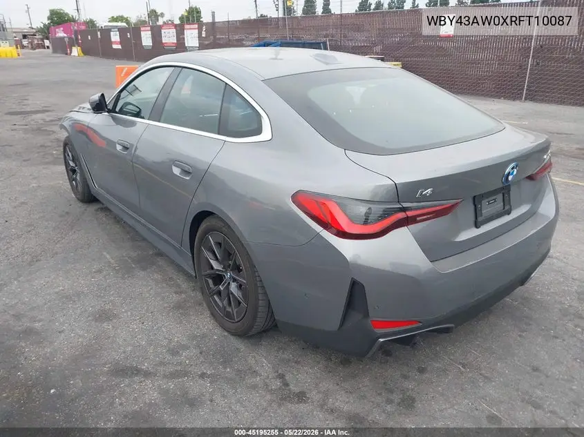 2024 BMW I4 Gran Coupe Edrive35 VIN: WBY43AW0XRFT10087 Lot: 45195255