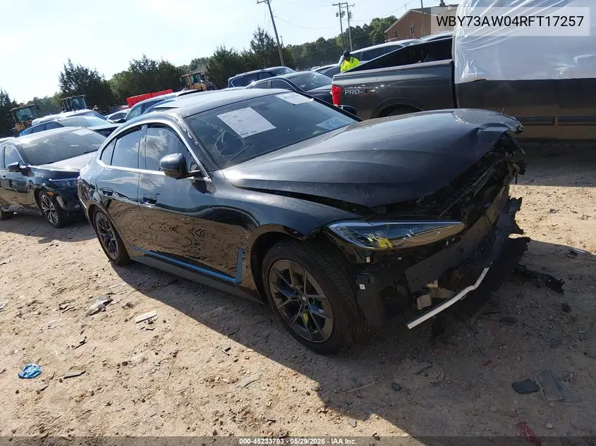 2024 BMW I4 Gran Coupe Edrive40 VIN: WBY73AW04RFT17257 Lot: 45233703