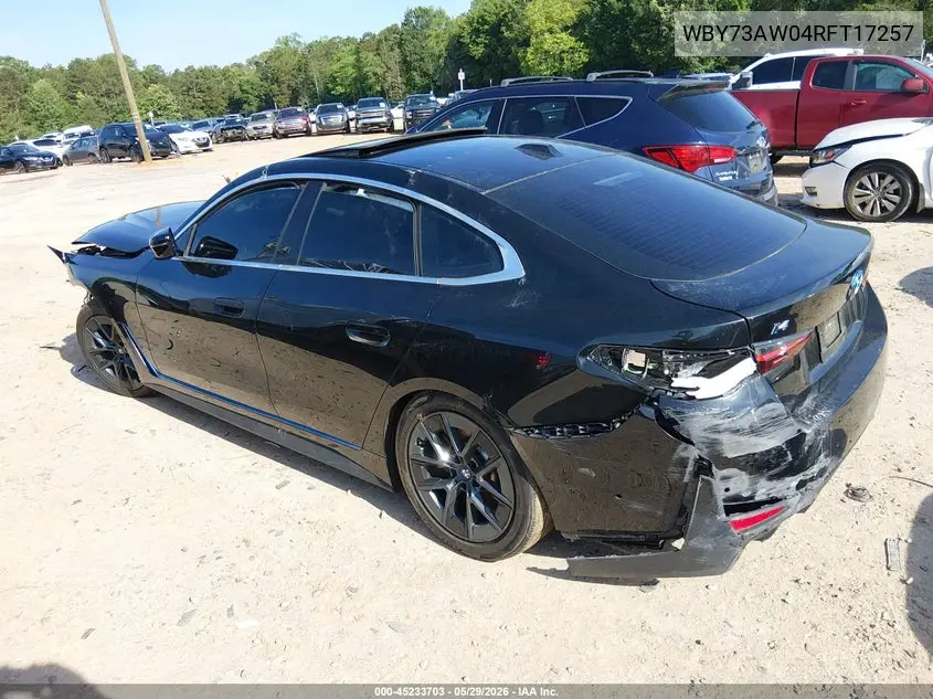 2024 BMW I4 Gran Coupe Edrive40 VIN: WBY73AW04RFT17257 Lot: 45233703