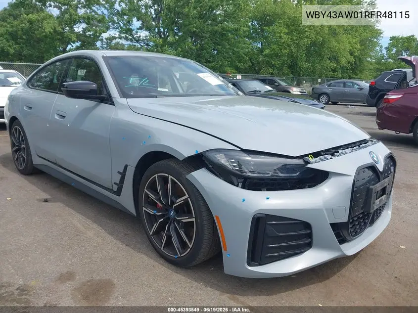 2024 BMW I4 Gran Coupe Edrive35 VIN: WBY43AW01RFR48115 Lot: 45393549
