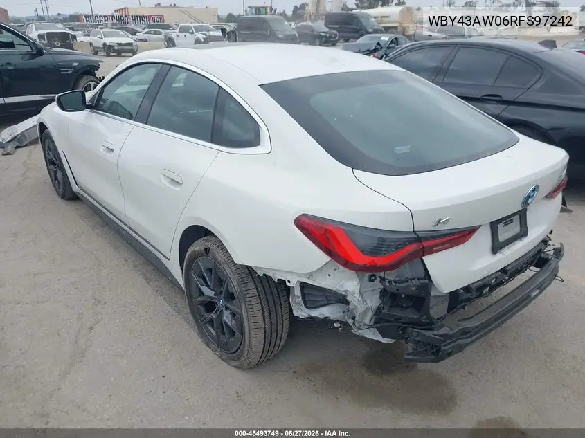 2024 BMW I4 Gran Coupe Edrive35 VIN: WBY43AW06RFS97242 Lot: 45493749
