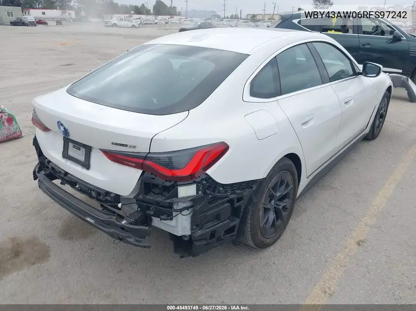 2024 BMW I4 Gran Coupe Edrive35 VIN: WBY43AW06RFS97242 Lot: 45493749