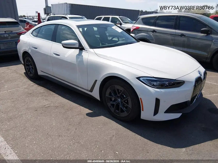 2024 BMW I4 Gran Coupe Edrive40 VIN: WBY73AW03RFR80786 Lot: 45495649