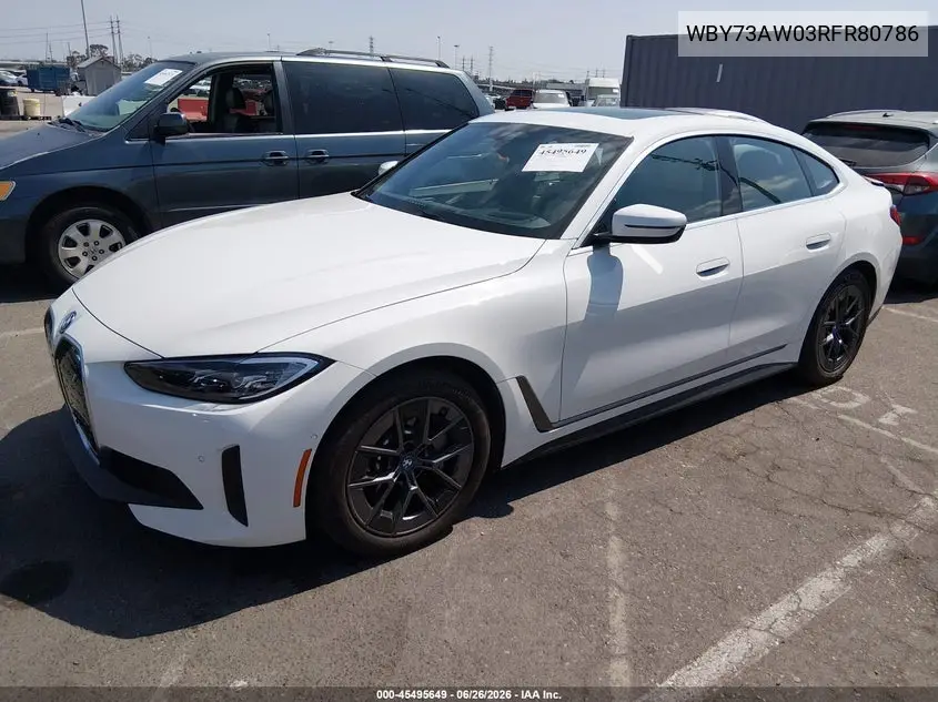 2024 BMW I4 Gran Coupe Edrive40 VIN: WBY73AW03RFR80786 Lot: 45495649