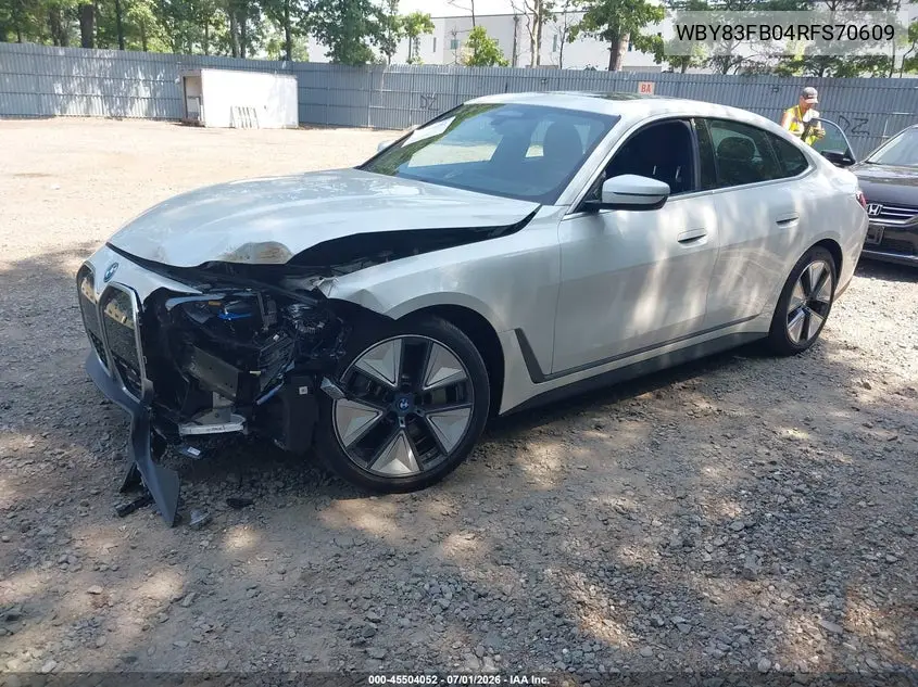 2024 BMW I4 Gran Coupe xDrive40 VIN: WBY83FB04RFS70609 Lot: 45504052